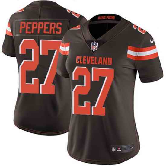 Nike Browns #27 Jabrill Peppers Brown Team Color Womens Stitched NFL Vapor Untouchable Limited Jersey